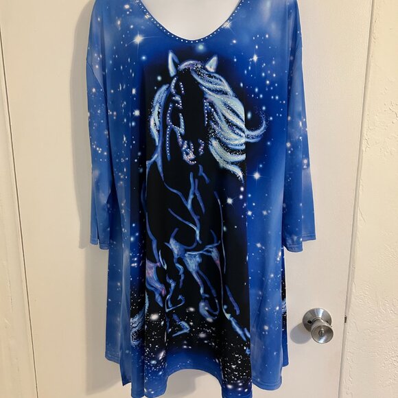 Valentina Blue Sparkled Unicorn Top - XLarge  NWT - Picture 3 of 4